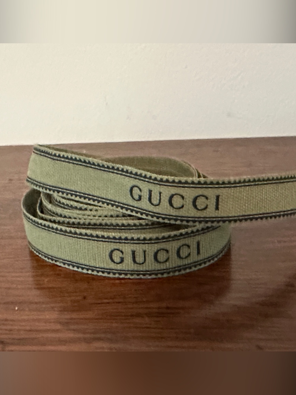 Gucci Olive Green Logo Ribbon